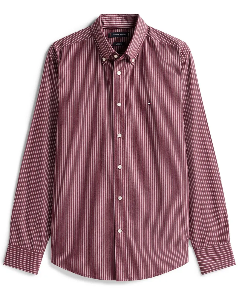 Tommy Hilfiger Hemd aus Baumwolle mit Fineliner, Regular Fit in Bordeaux