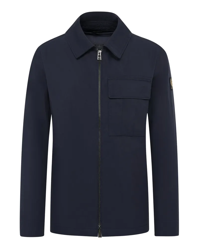 Belstaff Overshirt aus Baumwollmischgewebe mit Zip und Umlegekragen in Marine