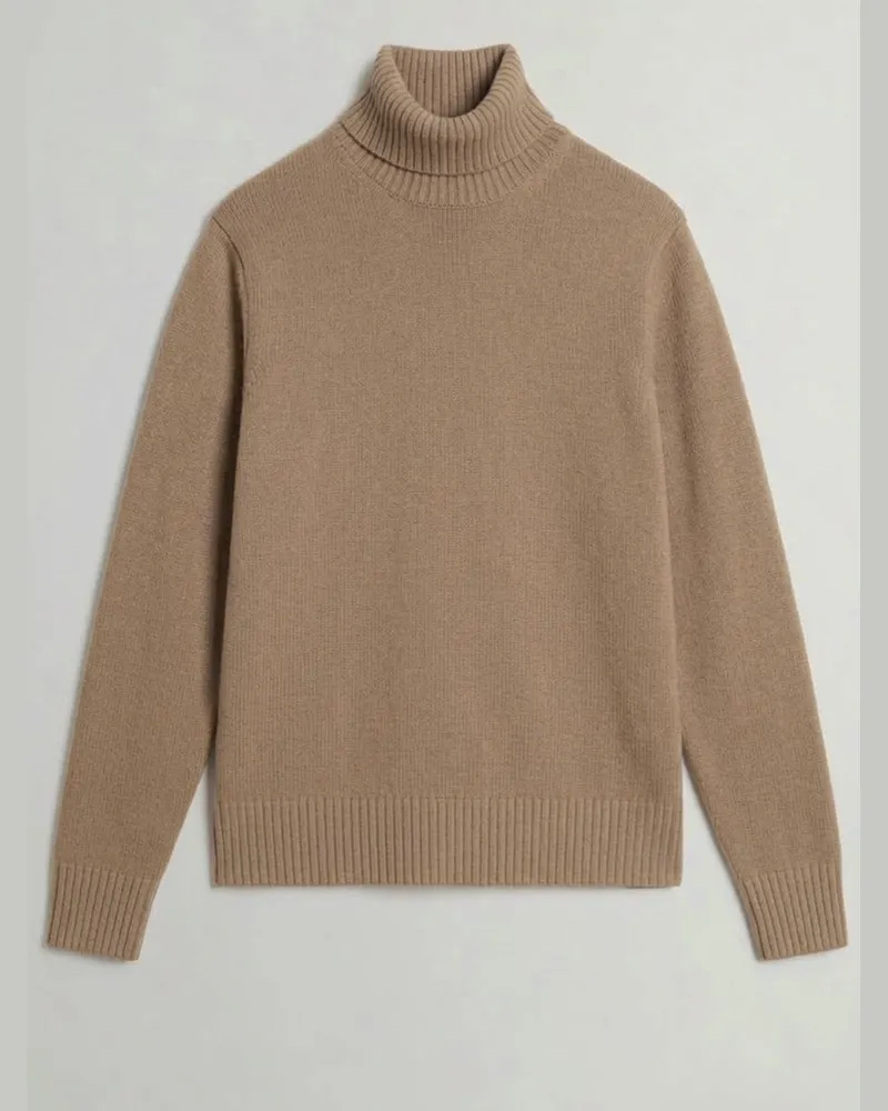 Woolrich Rollkragenpullover aus feiner Lammwolle, Regular in Hellbraun
