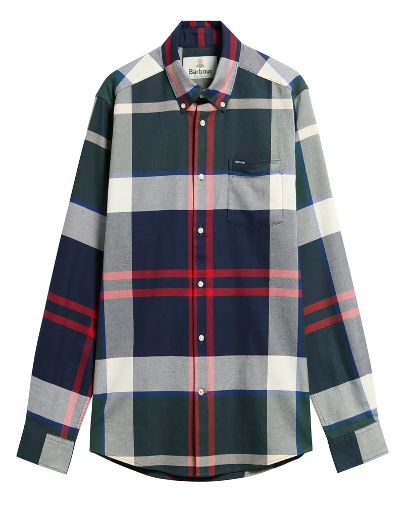Barbour Hemd Dunoon mit Check-Muster und Button Down-Kragen, Tailored Fit in Grün