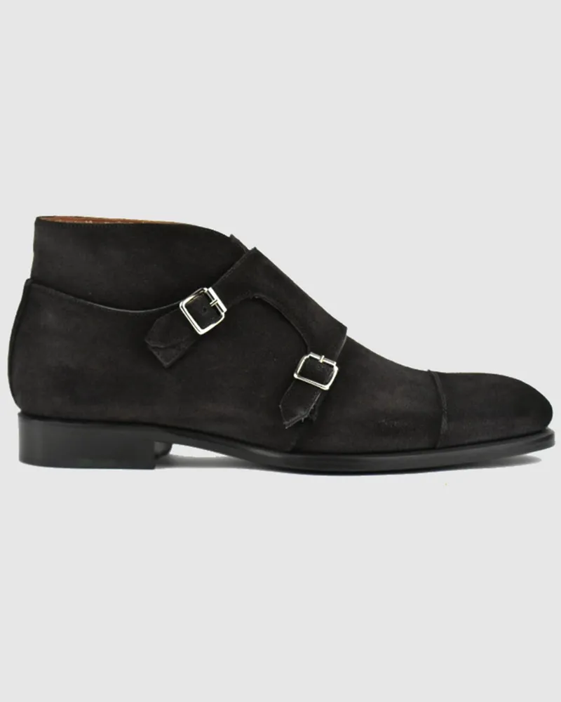SCHUHE & HANDWERK Dessert Doublemonks Frank Sinatra aus weichem Rauleder in Schwarz
