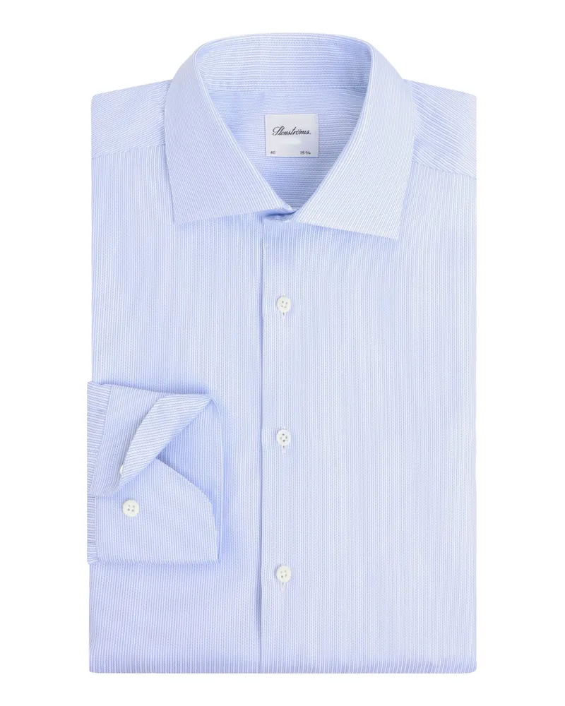 Stenströms Strukturiertes Vollzwirn-Hemd mit Streifen, Regular Fit in Blau