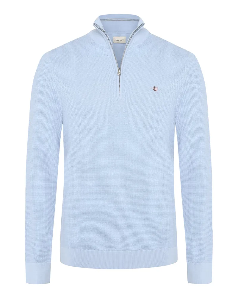 Gant Perlstrick-Troyer aus Baumwolle mit Label-Stickerei in Hellblau