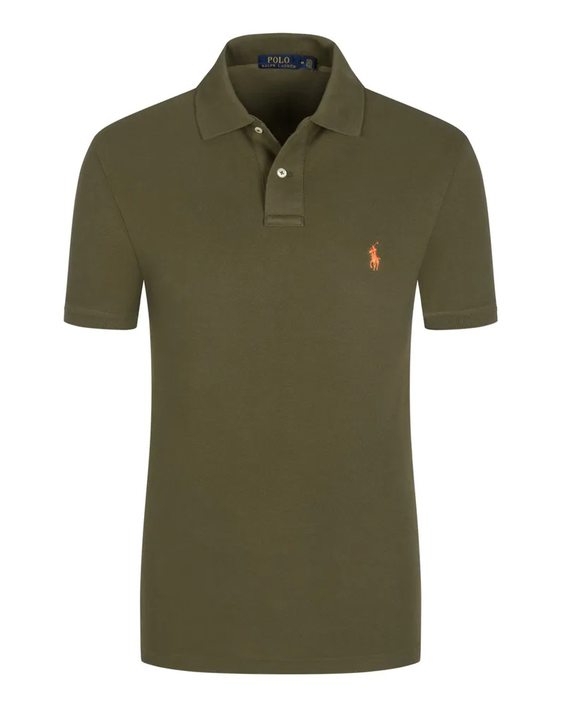 Ralph Lauren Piqué-Poloshirt aus Baumwolle mit Logo-Stickerei, Slim Fit in Oliv