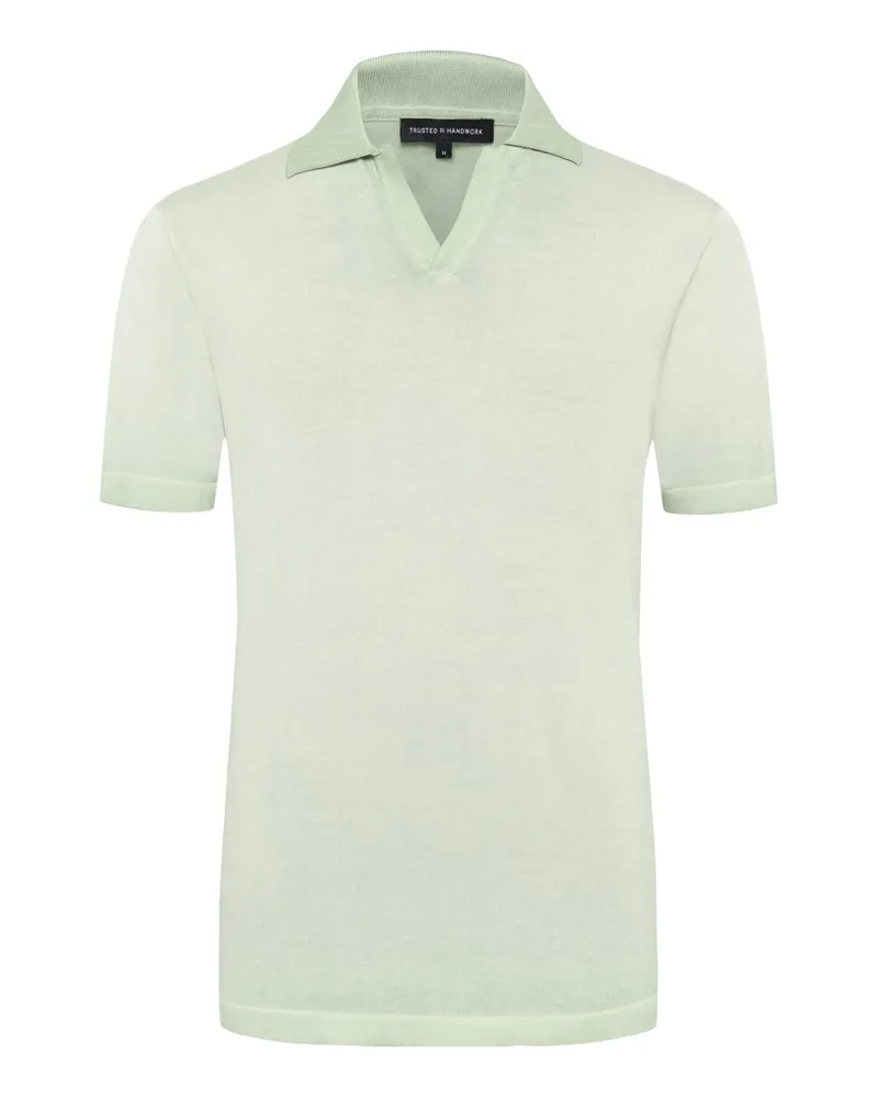Trusted Handwork Poloshirt aus Pima-Baumwolle mit Variokragen in Hellgrün