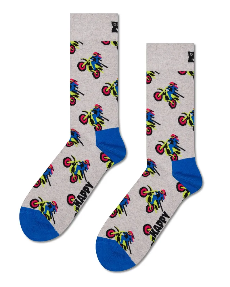 Happy Socks Motor Bike Socken mit teilrecycelter Baumwolle in Grau