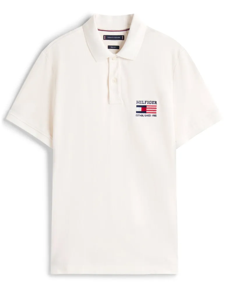 Tommy Hilfiger Poloshirt mit Logo-Aufnäher und Stretchanteil in Offwhite