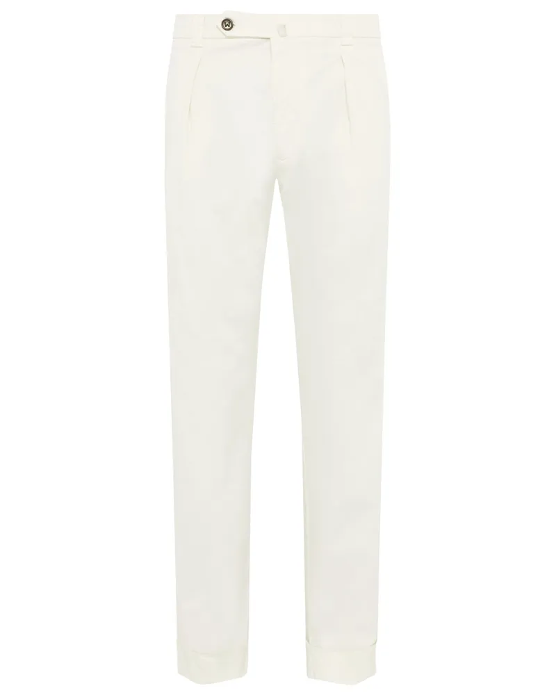 Berwich Chino Chiaia aus Baumwollstretch mit Bundfalte in Kreide