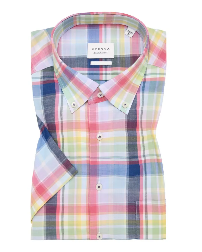 Eterna Kurzarmhemd mit Lyocell und buntem Karomuster, Comfort Fit in Multicolor
