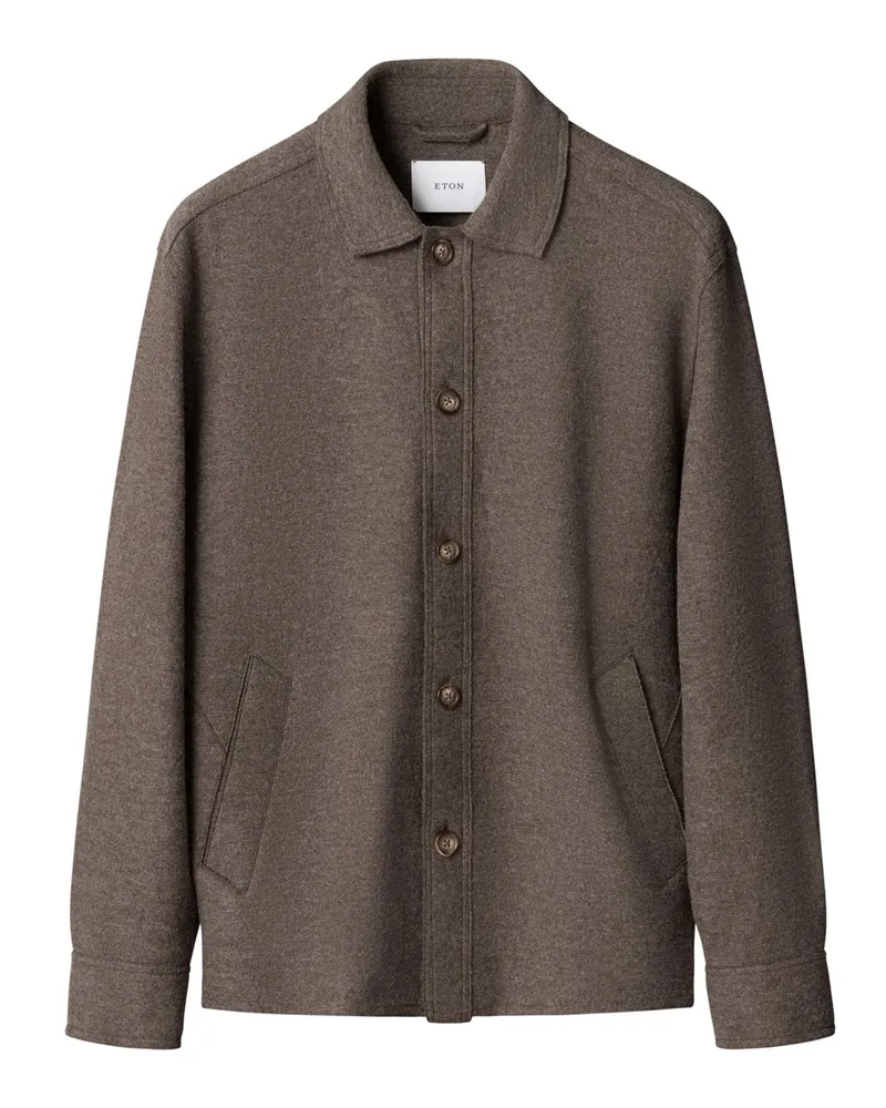 Eton Leichtes Overshirt aus einem gekochten Moessmer Woll-Mix in Braun