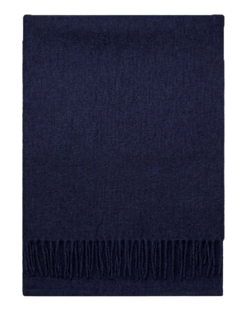 Tom Rusborg Softer Kaschmirschal mit Fransenabschlüssen in Marine