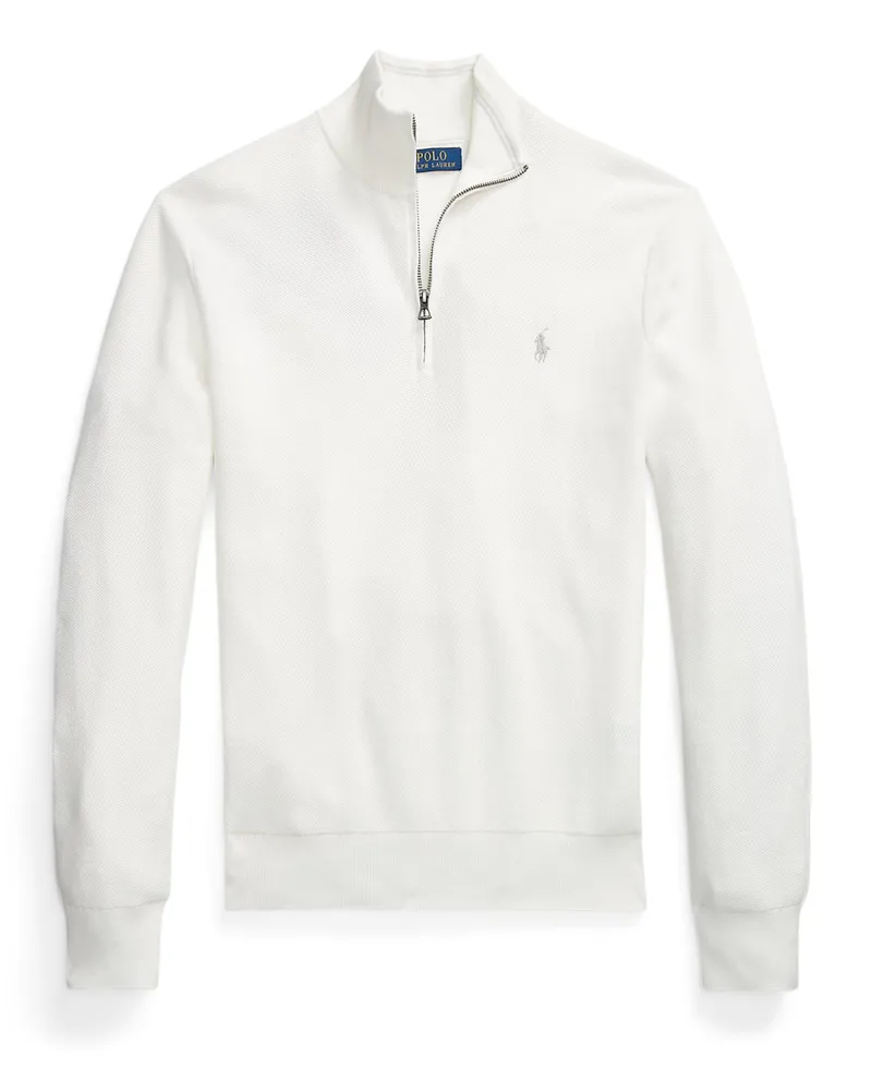 Ralph Lauren Piqué-Troyer aus Baumwolle mit Poloreiter-Stickerei in Offwhite