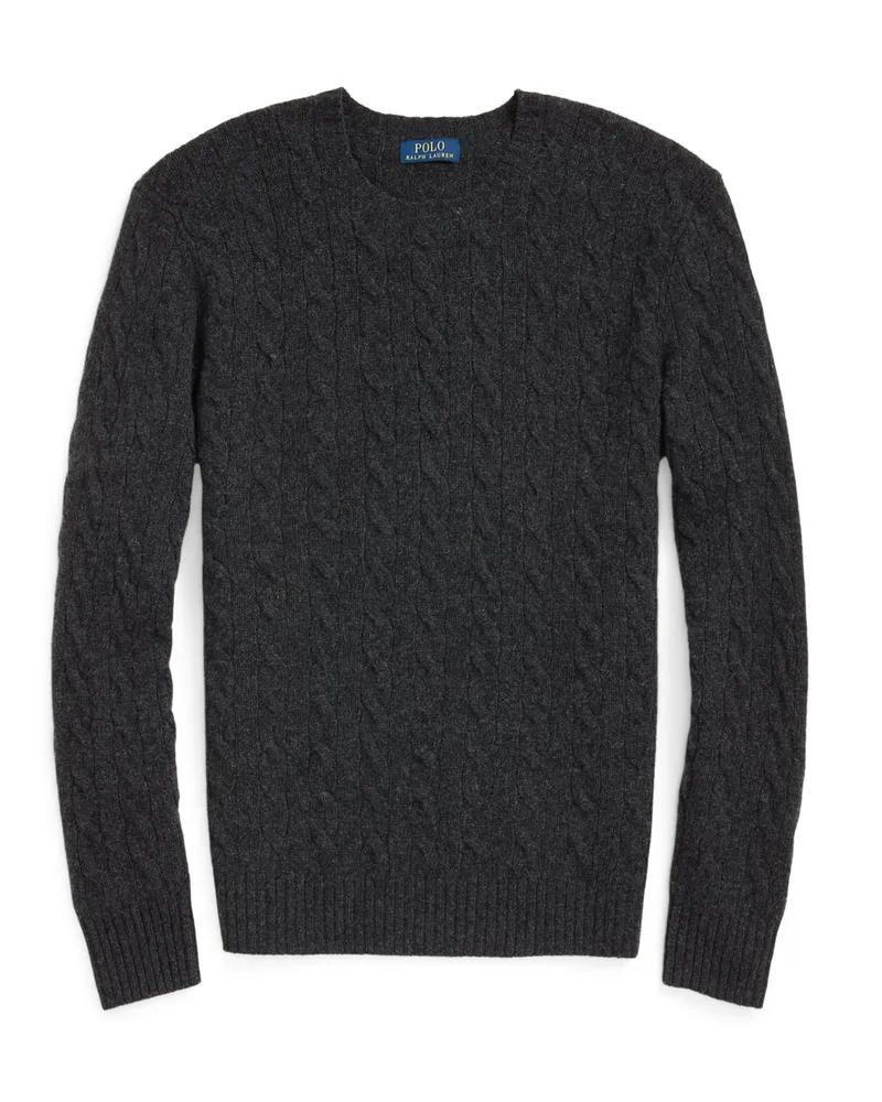 Ralph Lauren Softer Pullover mit Zopfstrickmuster und Kaschmiranteil in Anthrazit