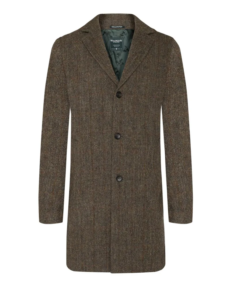 Wellington of Bilmore Kurzmantel aus Harris Tweed mit Fischgrätmuster in Braun