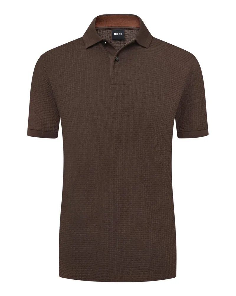 HUGO BOSS Poloshirt aus Baumwolle mit Wabenstruktur, Regular in Braun