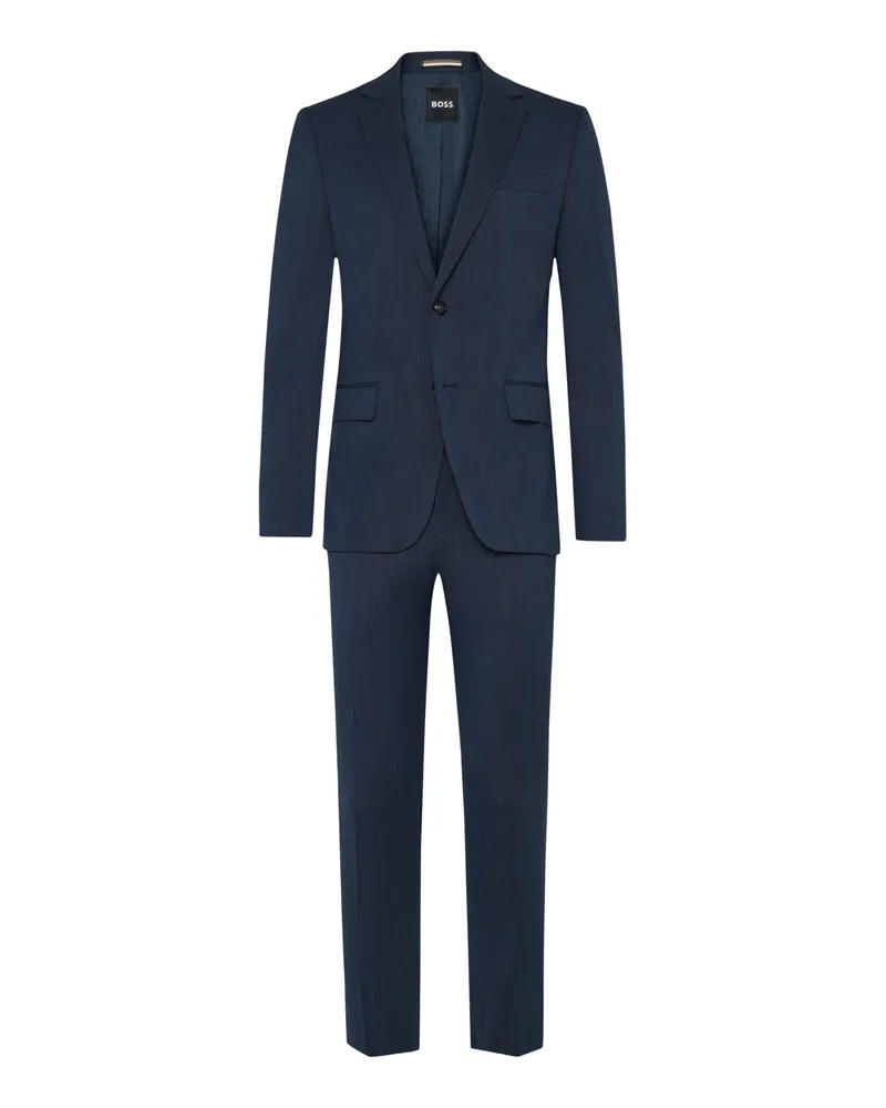 HUGO BOSS Strukturierter Anzug aus einem elastischem Woll-Mix, Slim Fit in Blau