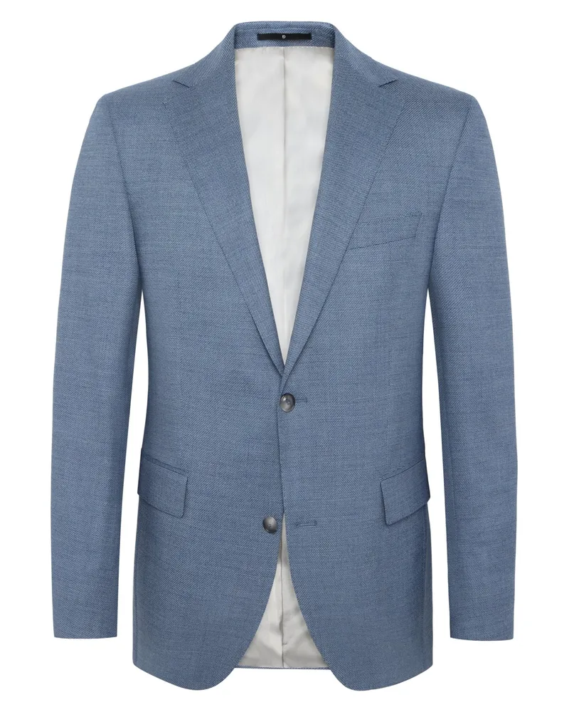 Dressler Einreiher-Sakko aus elastischer Schurwolle mit fallendem Revers in Mittelblau