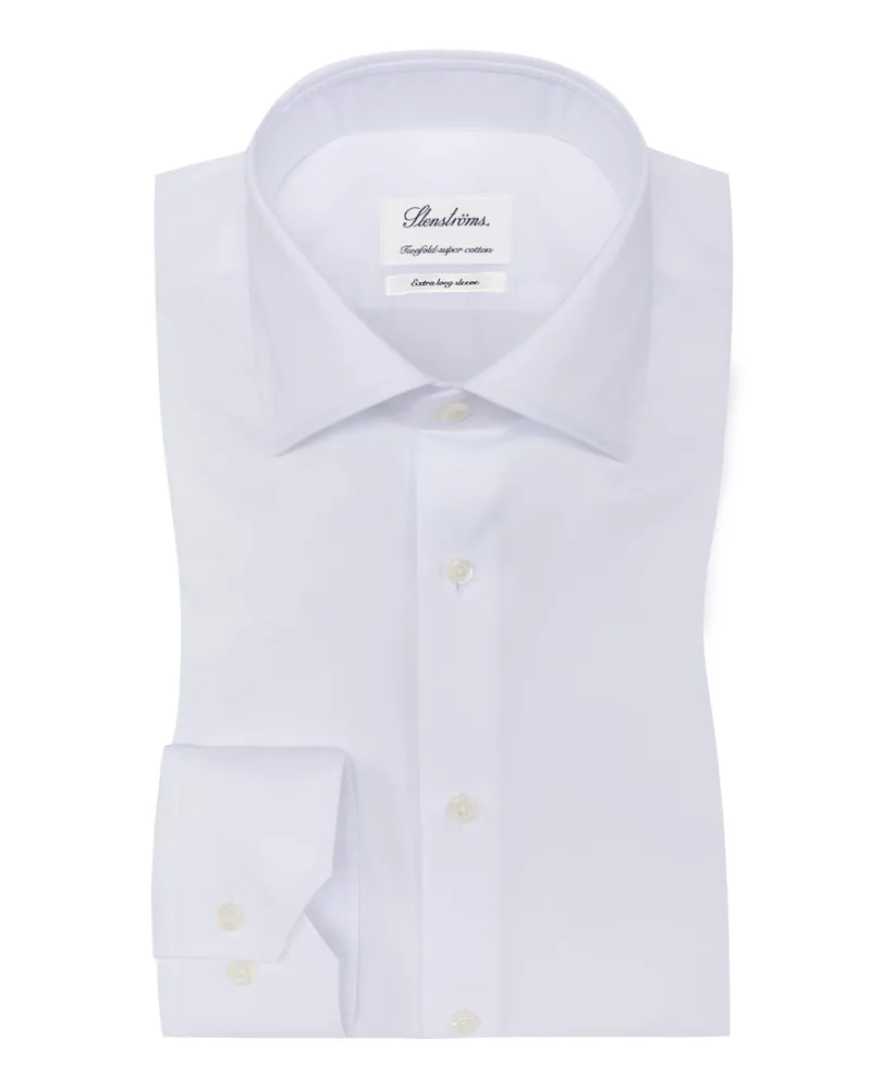 Stenströms Extralanges Hemd aus Twofold Super Cotton, Regular Fit in Weiß