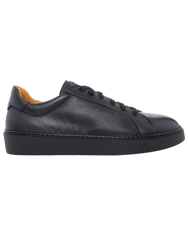 Magnanni Business Sneaker aus genarbtem Leder in Schwarz
