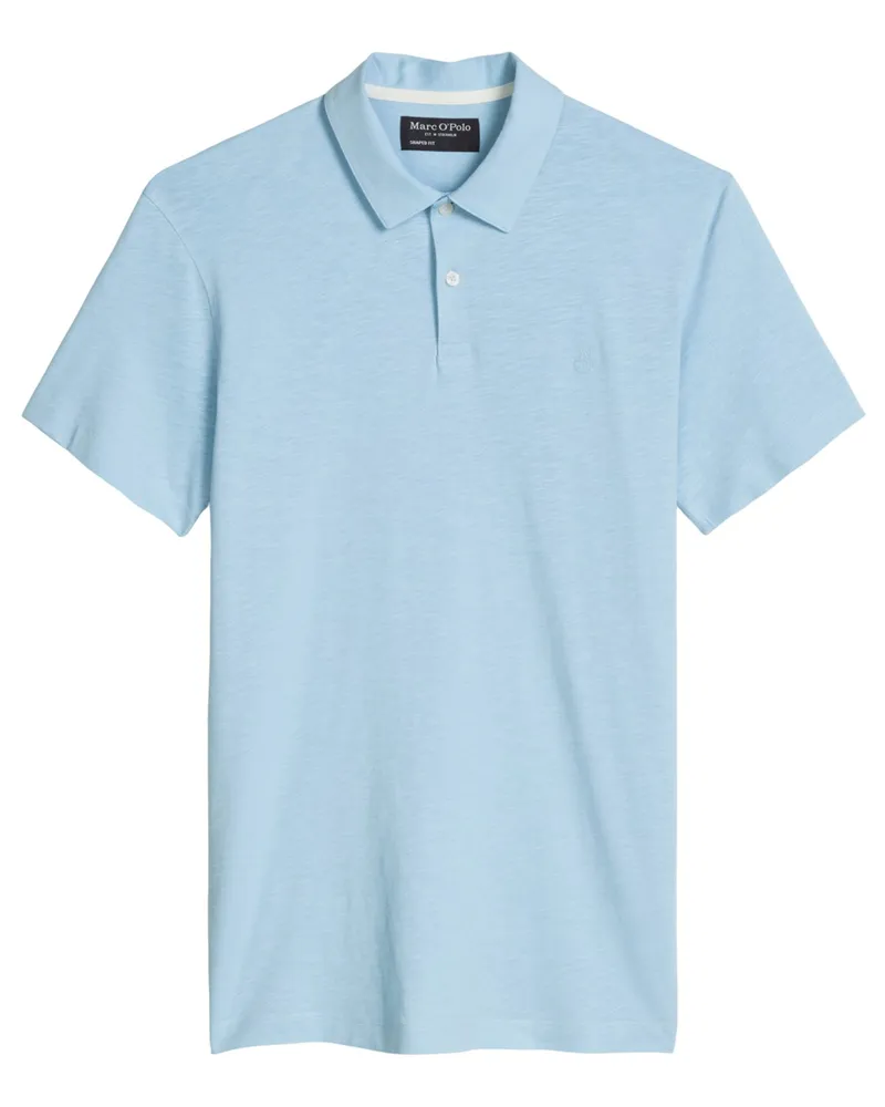 Marc O'Polo Poloshirt aus softer Bio-Baumwolle mit Label-Stickerei, Shaped Fit in Hellblau
