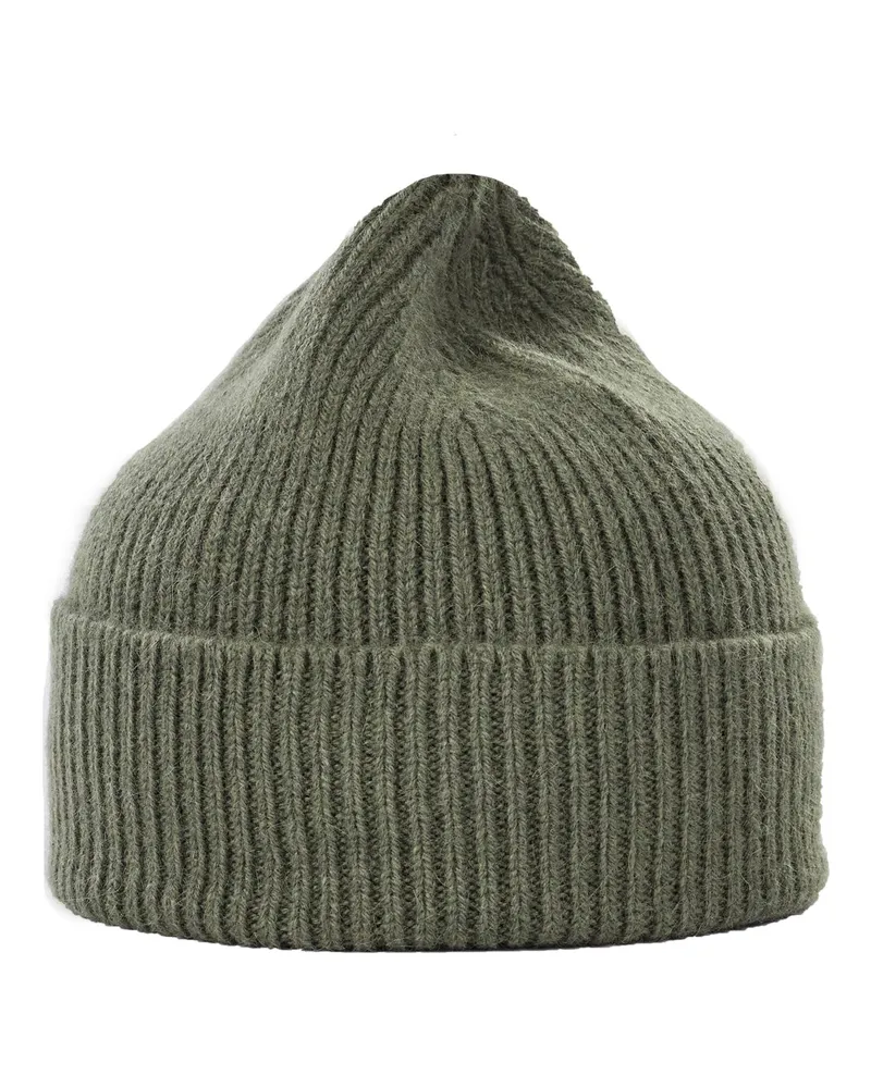 Le Bonnet Softe Strickmütze aus Lammwolle und Angora in Oliv