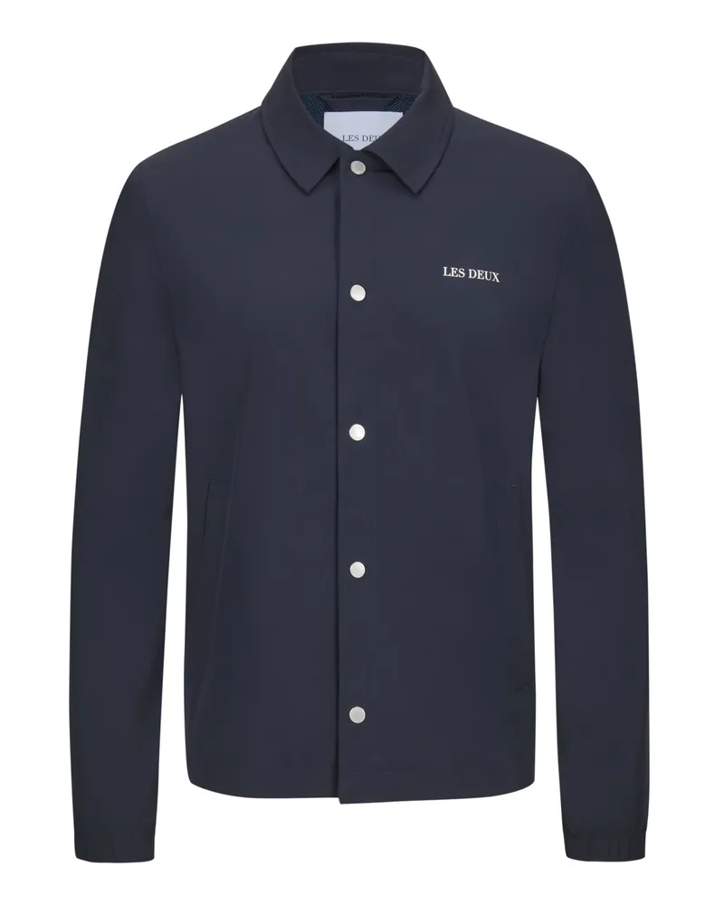 LES DEUX Legeres Stretch-Overshirt mit Druckknopfleiste in Marine