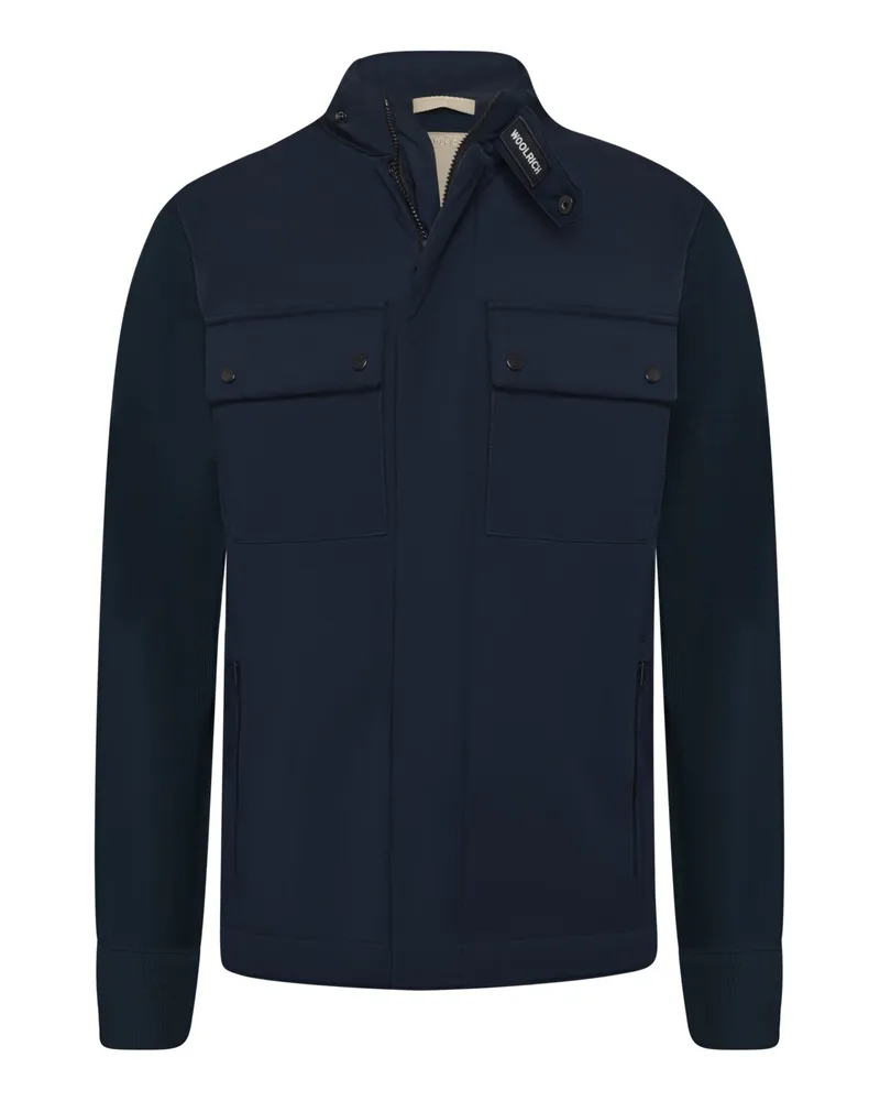 Woolrich Zweilagige Hybridjacke Melton Blue mit Brusttaschen in Marine