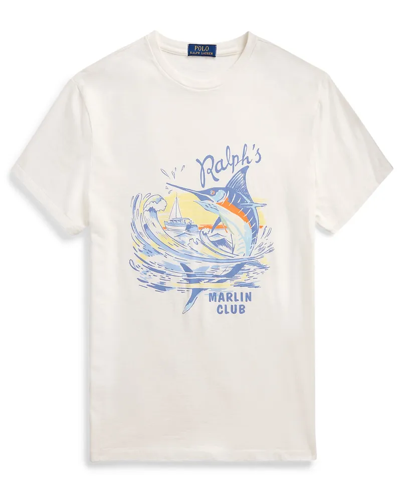 Ralph Lauren Leichtes T-Shirt mit Marlin-Print, Classic Fit Offwhite