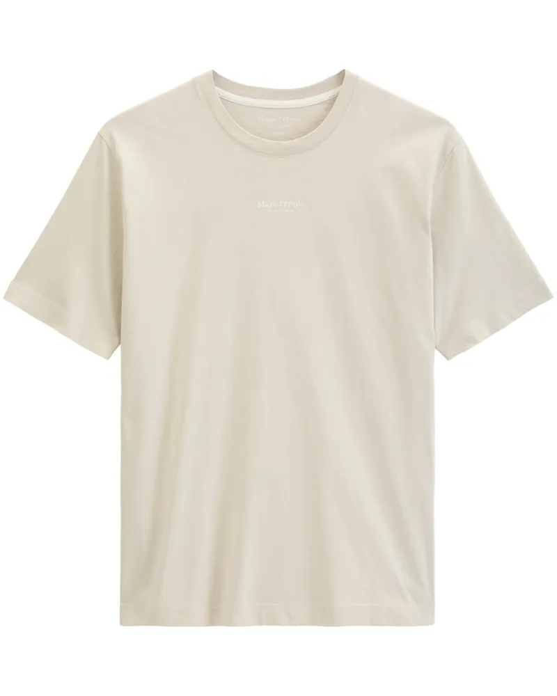 Marc O'Polo T-Shirt aus Bio-Baumwolle mit Label-Print, Regular Fit in Beige