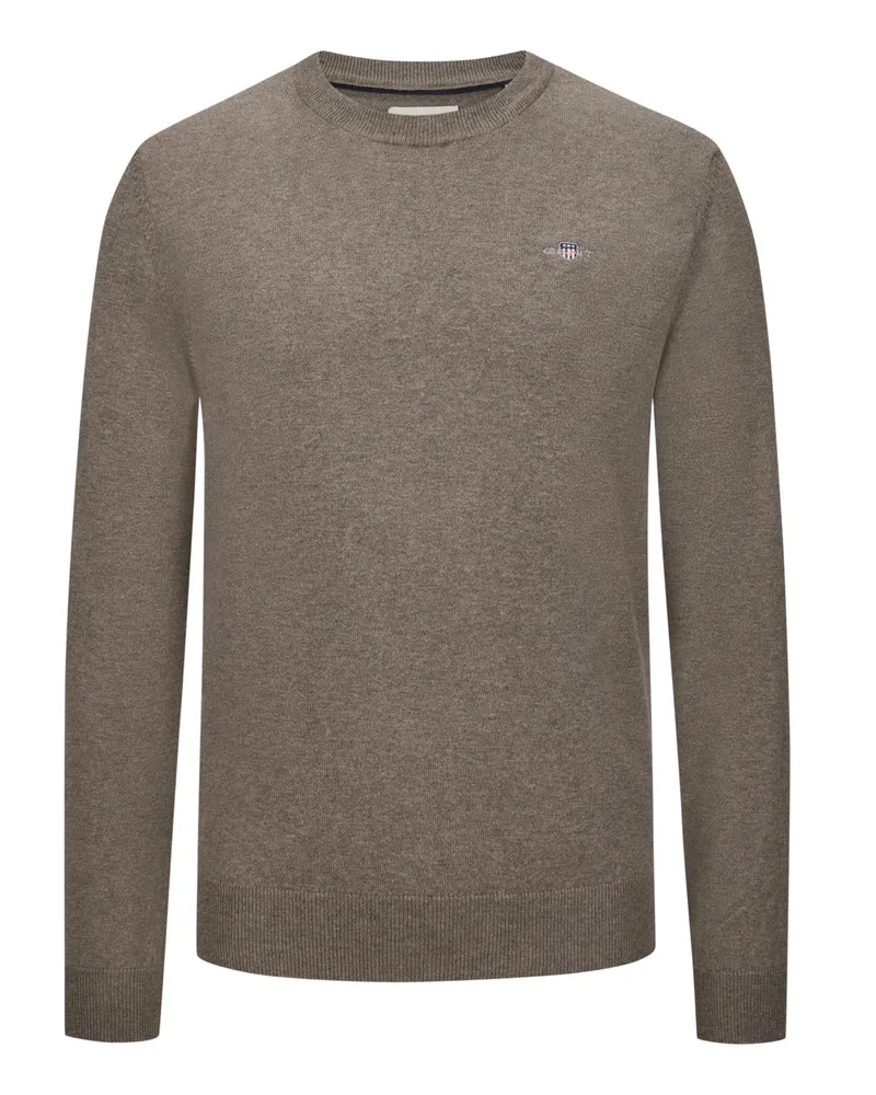 Gant Leichter Pullover aus einem Baumwollmix mit Logo-Stickerei in Braun