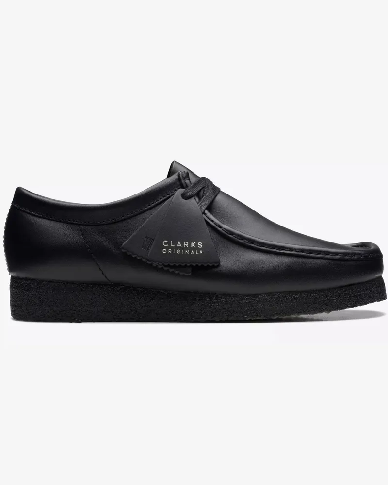 Clarks Wallabee Schnürer aus weichem Nappaleder in Schwarz