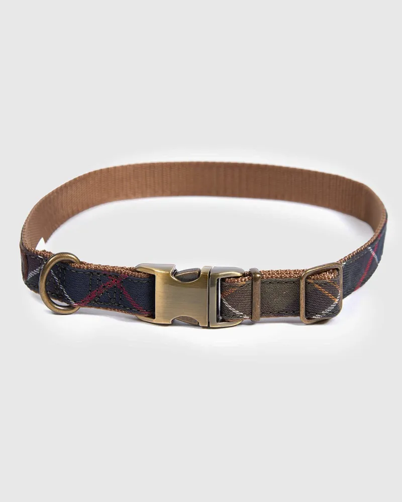 Barbour Hundehalsband mit Clip-Verschluss und Tartanmuster in Grün