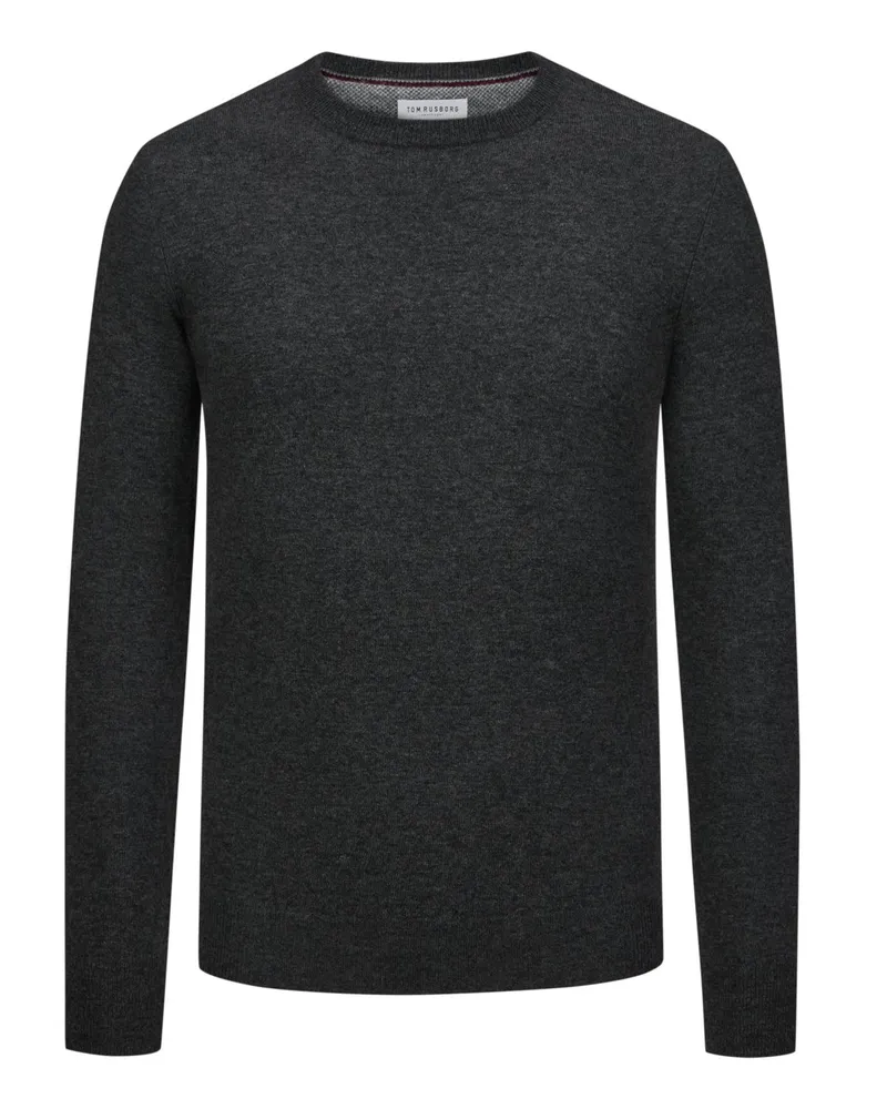 Tom Rusborg Softer Pullover aus Merinowolle und Kaschmir mit O-Neck in Anthrazit