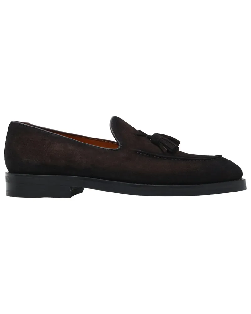 Magnanni Tassel Loafer aus weichem Wildleder mit Quasten in Dunkelbraun
