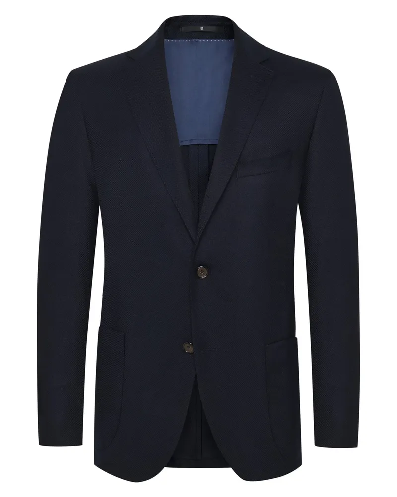 Dressler Elastisches Sakko aus einem Schuwollmix mit fallendem Reverskragen in Marine
