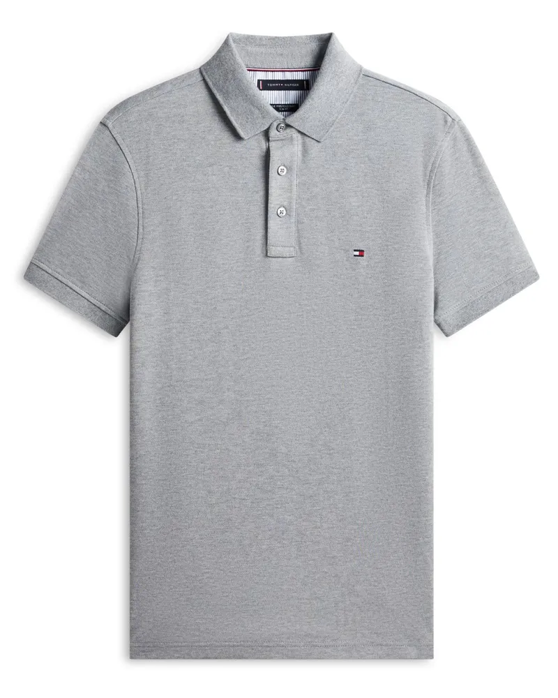 Tommy Hilfiger Piqué-Poloshirt 1985, Slim Fit in Mittelgrau