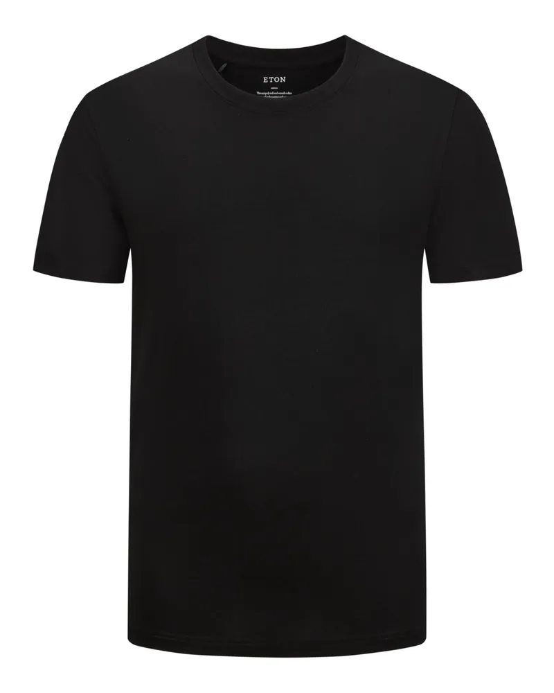 Eton Changierendes T-Shirt in Jersey-Qualität in Schwarz