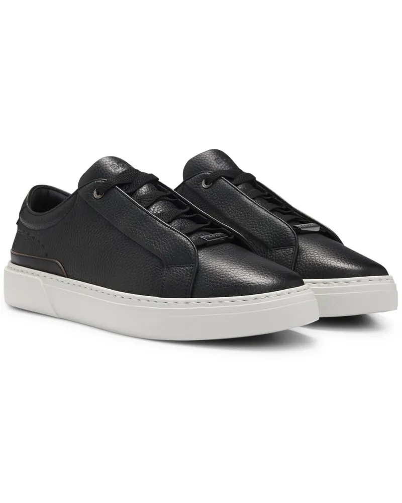 HUGO BOSS Sneaker Gary aus genarbtem Leder in Schwarz
