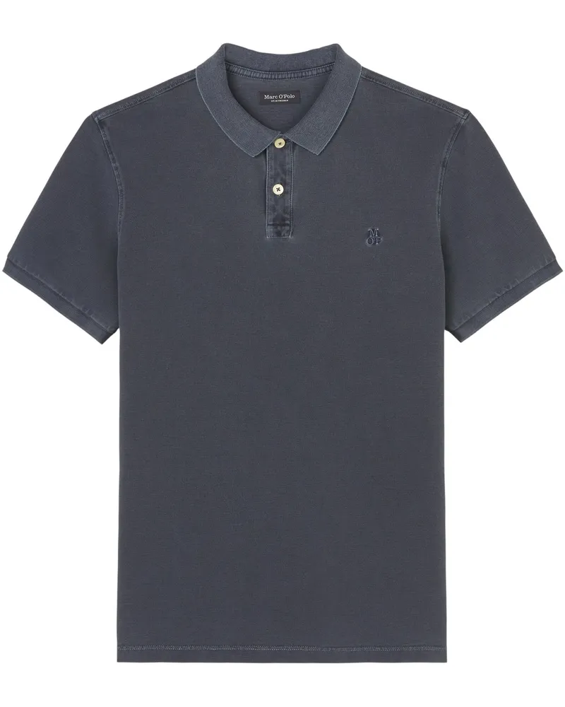 Marc O'Polo Poloshirt in Washed-Optik mit Label-Stickerei, Regular Fit in Blau