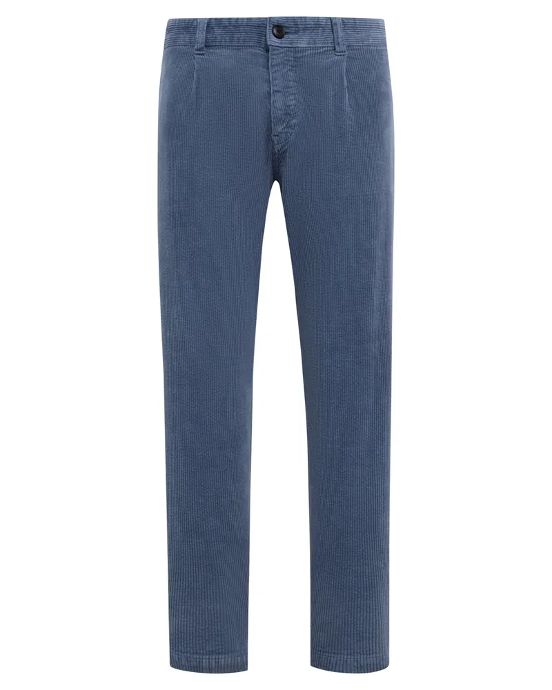 HUGO BOSS Softe Cordhose mit Bundfalten in Blau