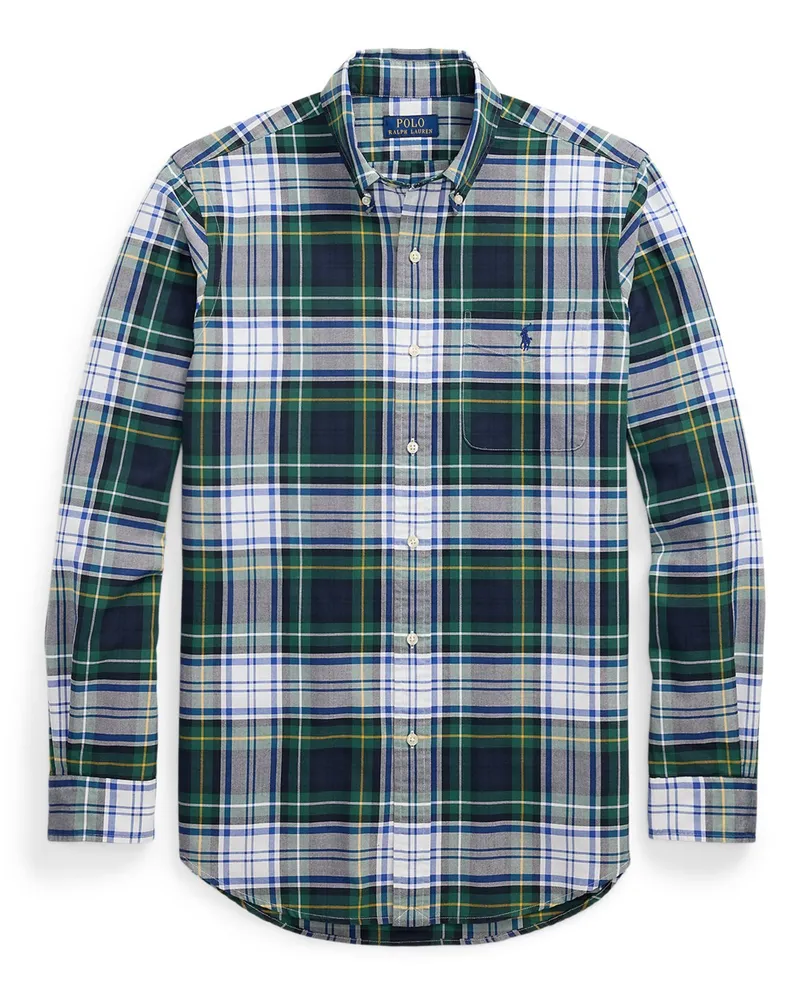 Ralph Lauren Oxfordhemd aus Baumwolle mit Check-Muster, Custom Fit in Grün