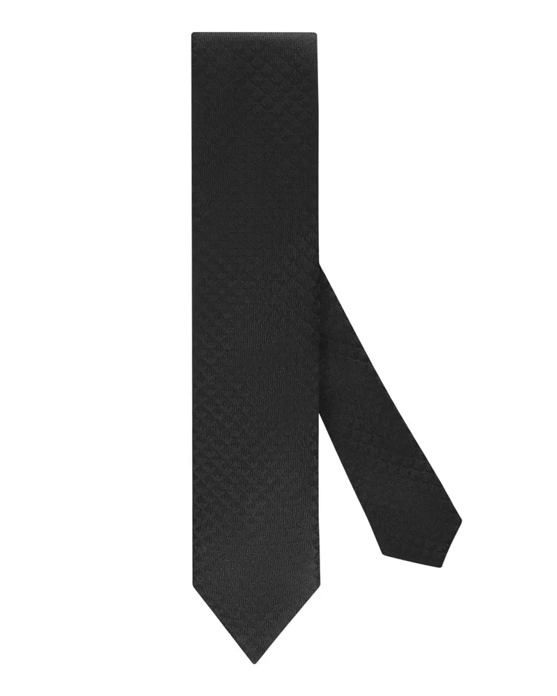 Emporio Armani Unifarbene Seidenkrawatte mit Webstruktur in Schwarz
