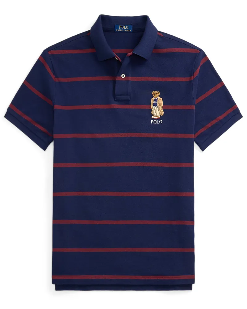 Ralph Lauren Piqué-Poloshirt mit Polo-Bear-Aufnäher, Custom Slim Fit in Marine
