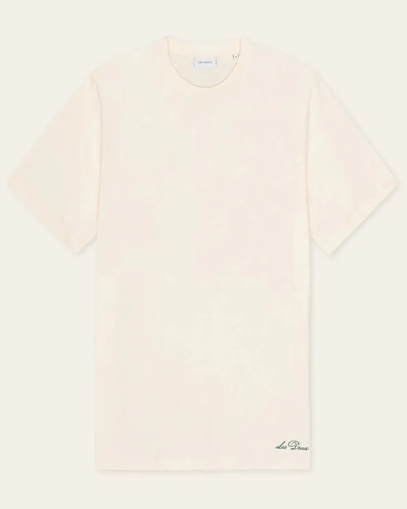 LES DEUX T-Shirt mit Backprint und Label-Schriftzug, Regular Fit in Natur