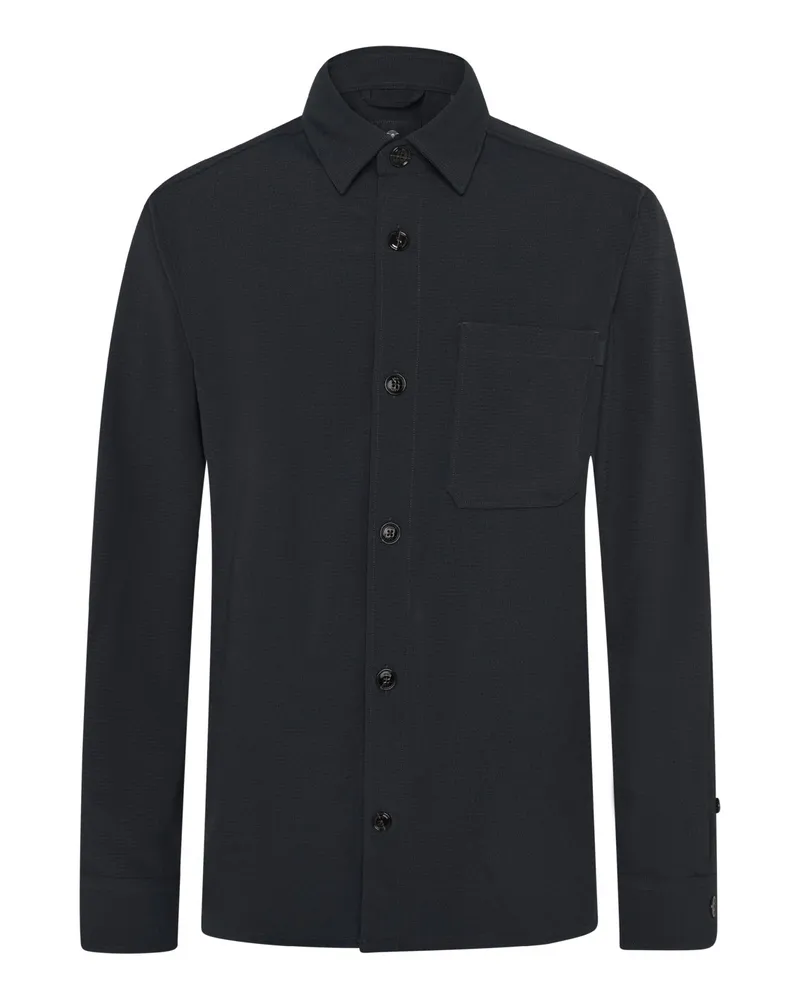 JOOP! Stretch-Overshirt in Seersucker-Qualität in Blau