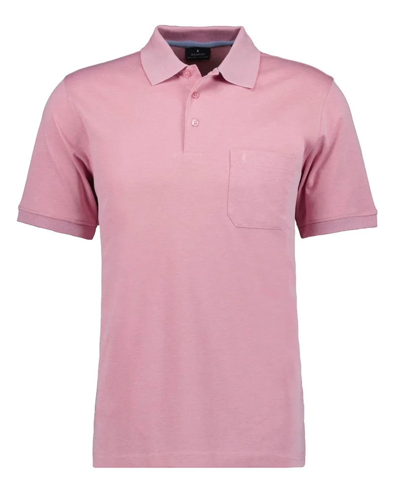 Ragman Unifarbenes Poloshirt aus einem Baumwoll-Mix mit Brusttasche in Rosenrot