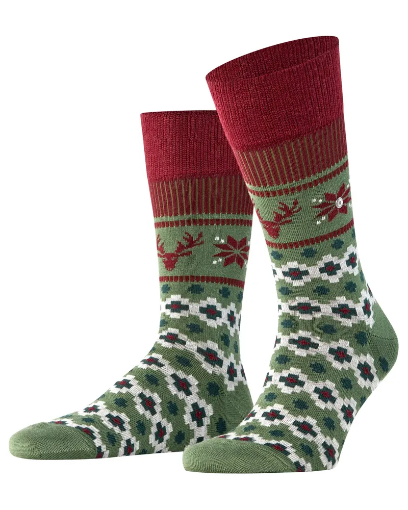 Burlington Socken aus einem Schurwollmix mit Fair Isle Muster in Grün
