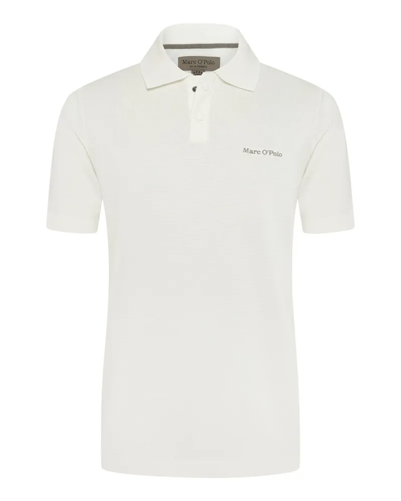 Marc O'Polo Unifarbenes Strick-Poloshirt aus Baumwolle in Offwhite