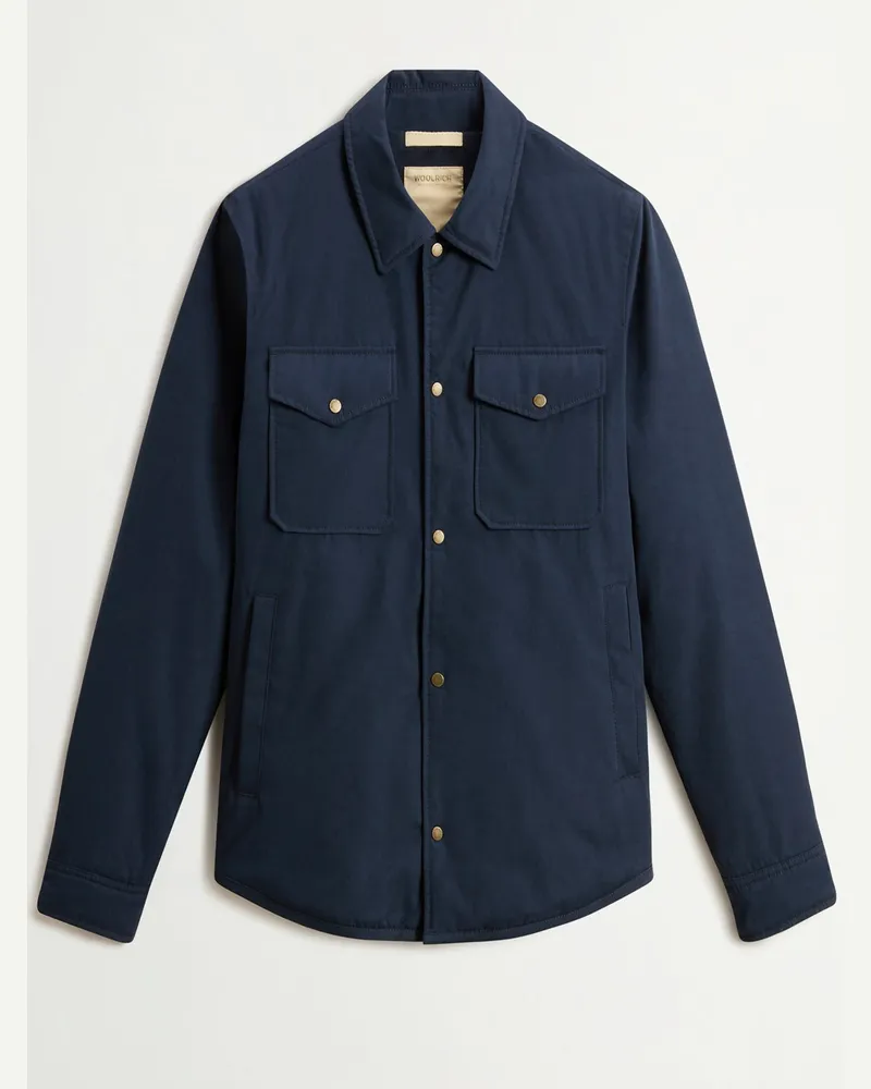 Woolrich Daunen-Overshirt aus einem funktionellen Baumwollgemisch in Marine