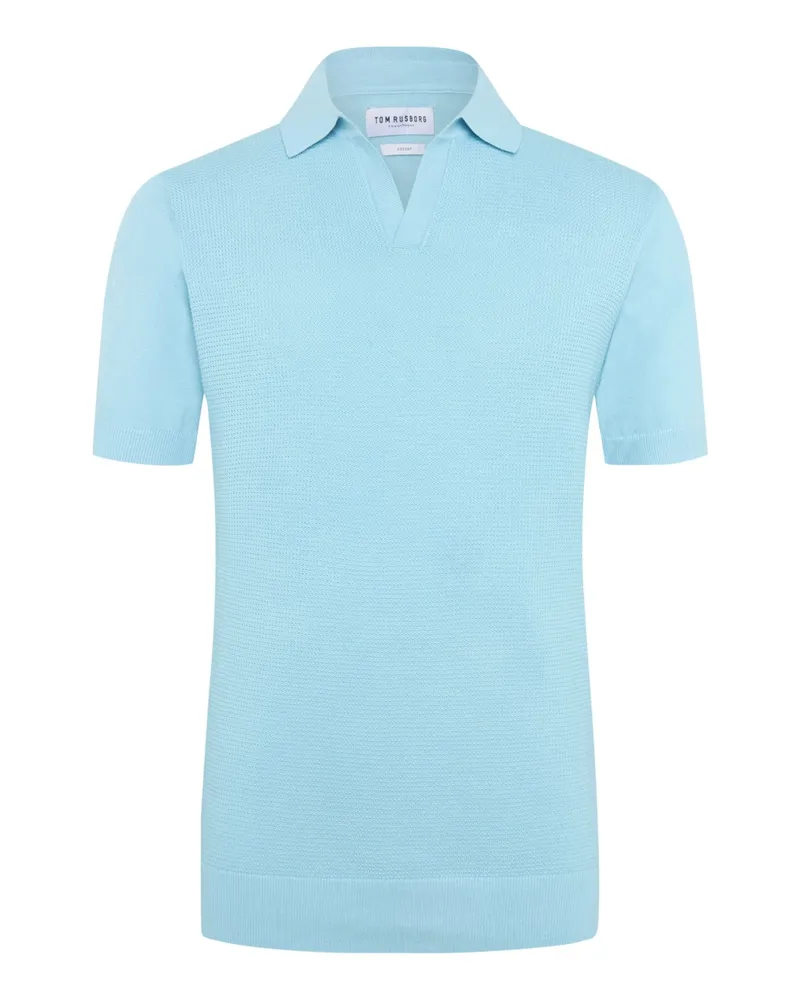 Tom Rusborg Leichtes Poloshirt aus Baumwolle mit Variokragen in Blau